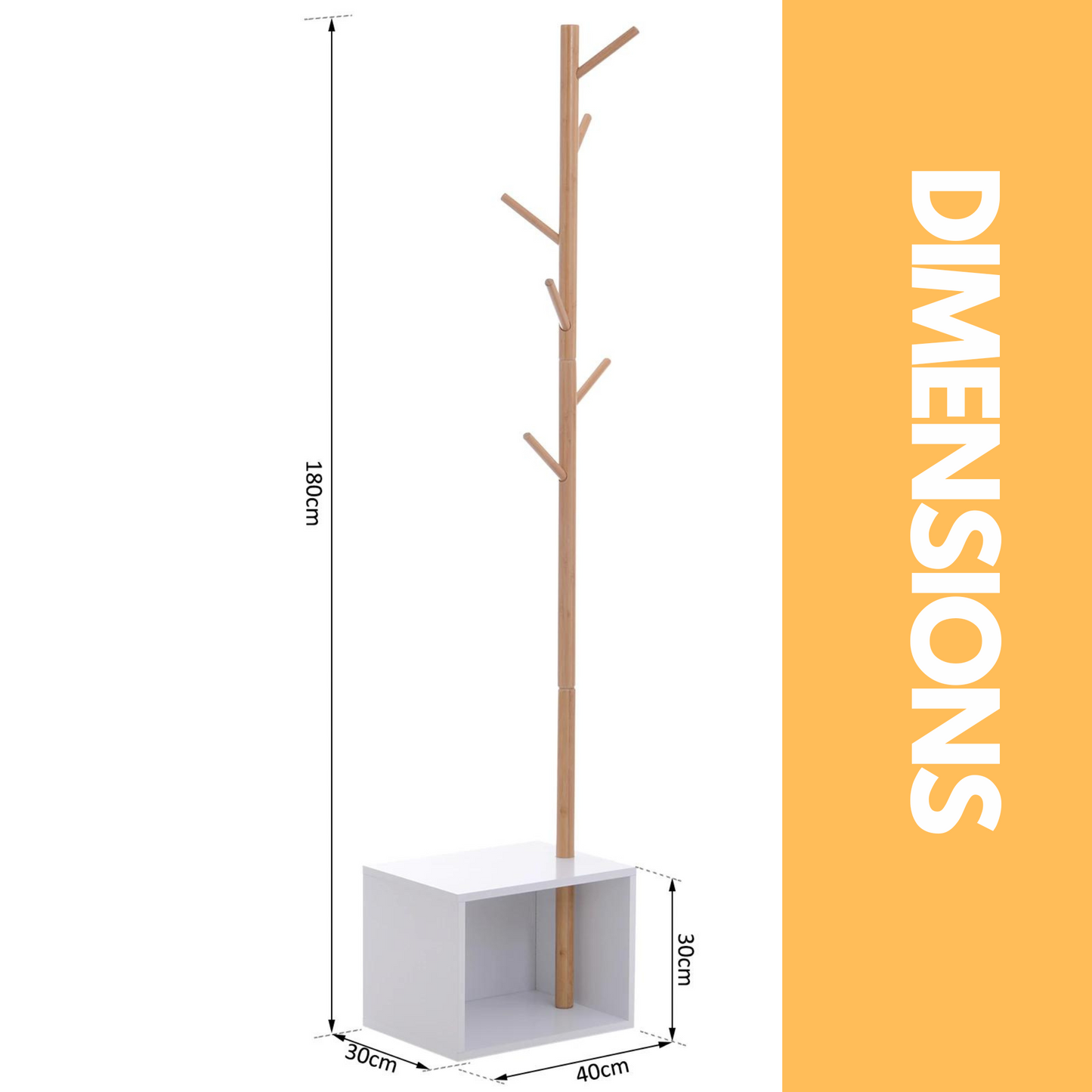 180cm tall coat stand with 8 hooks