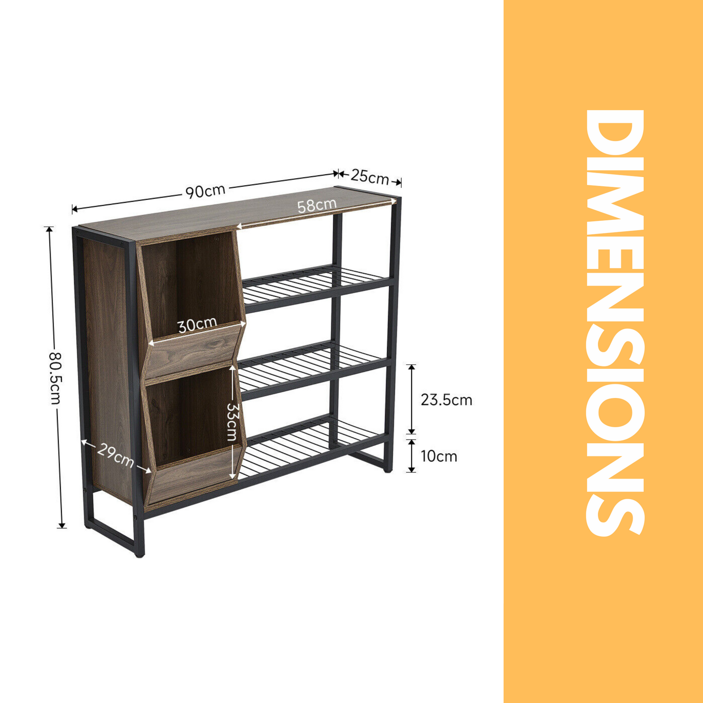 3 tier shoe rack with open shelves