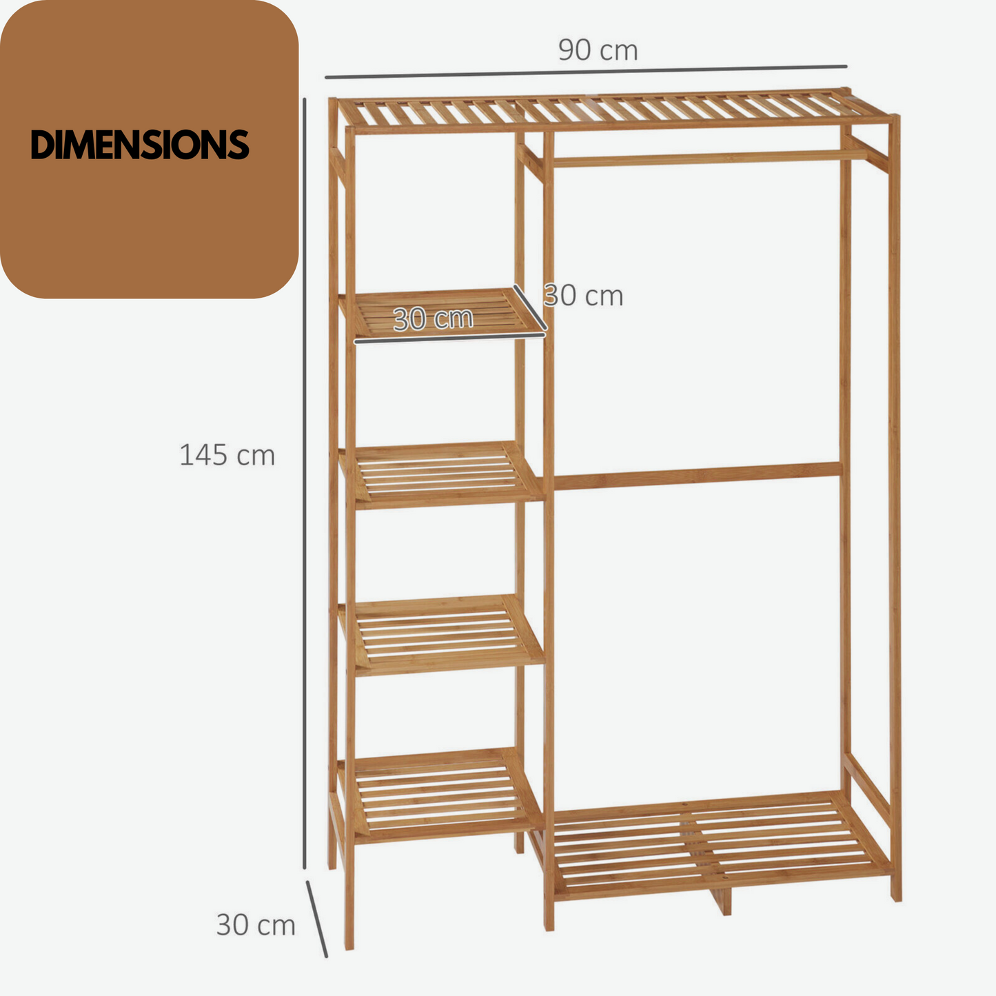 bamboo 6 tier open wardrobe