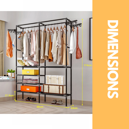 Heavy Duty Metal Clothes Rail Open Wardrobe