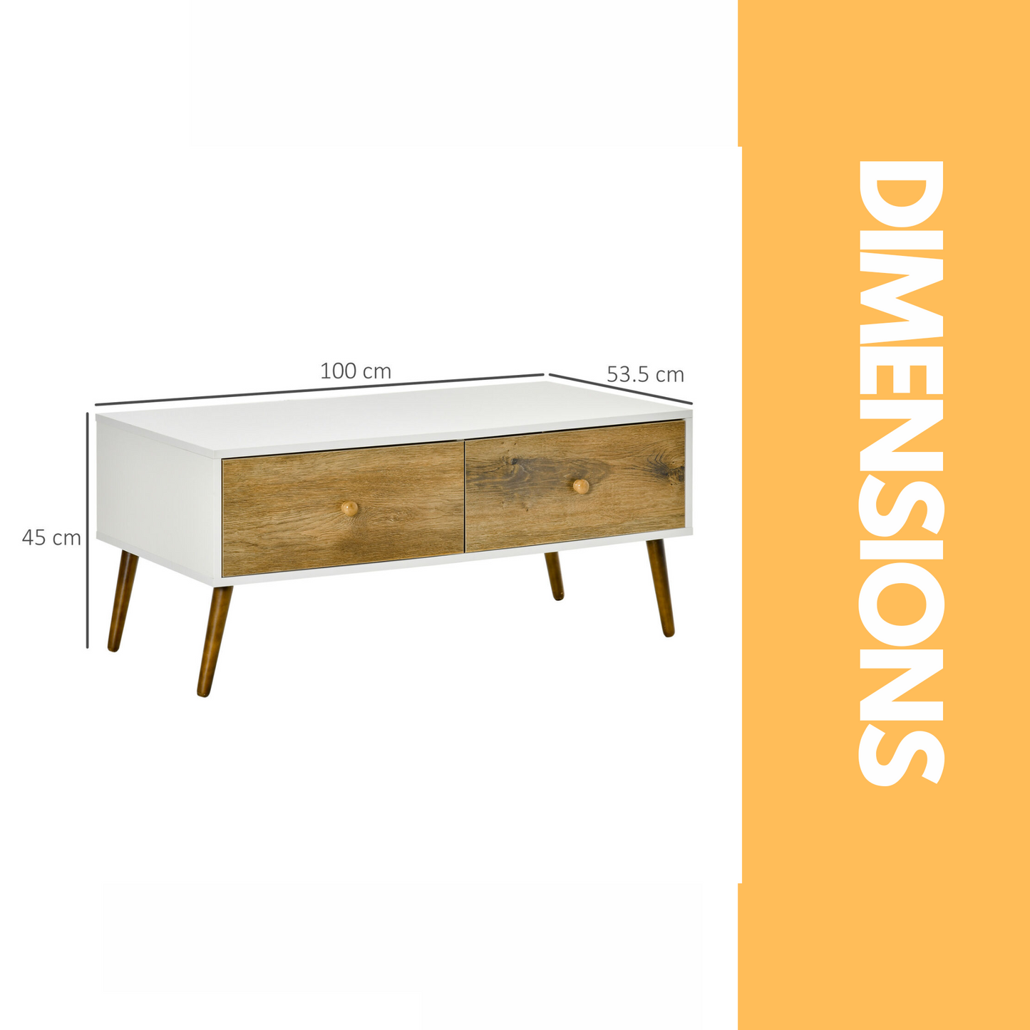 coffee table with 4 drawers natural brown