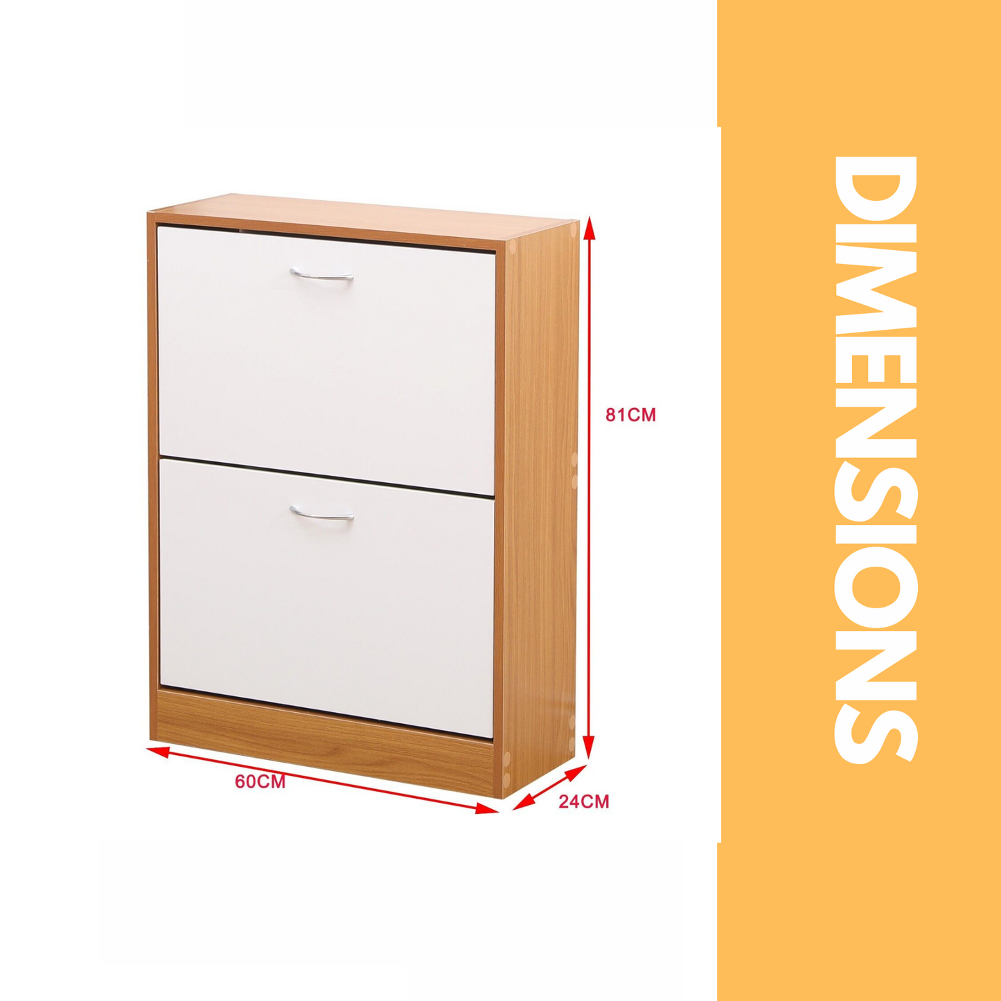 2 drawer shoe storage cabinet pine white