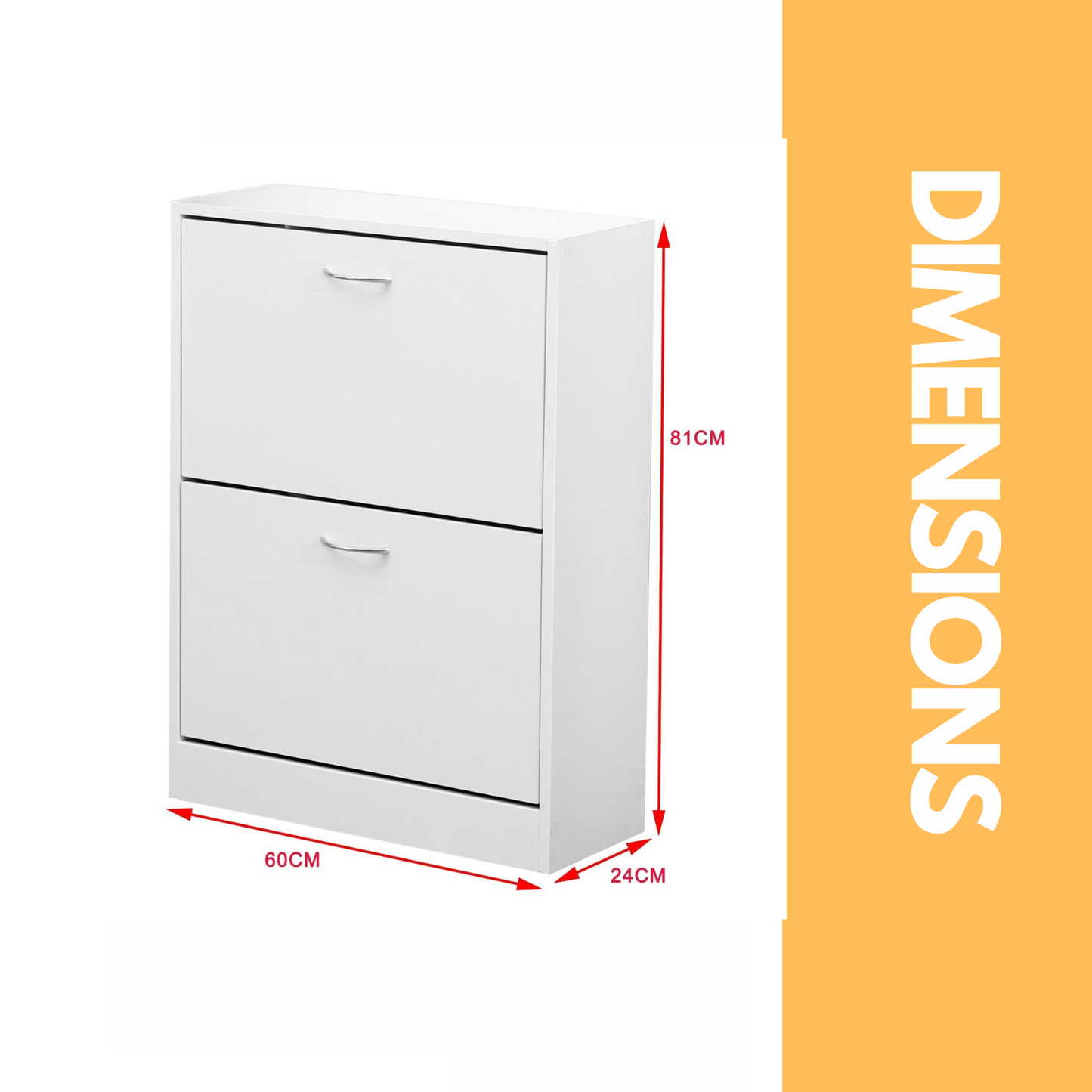 2 drawer shoe storage cabinet white