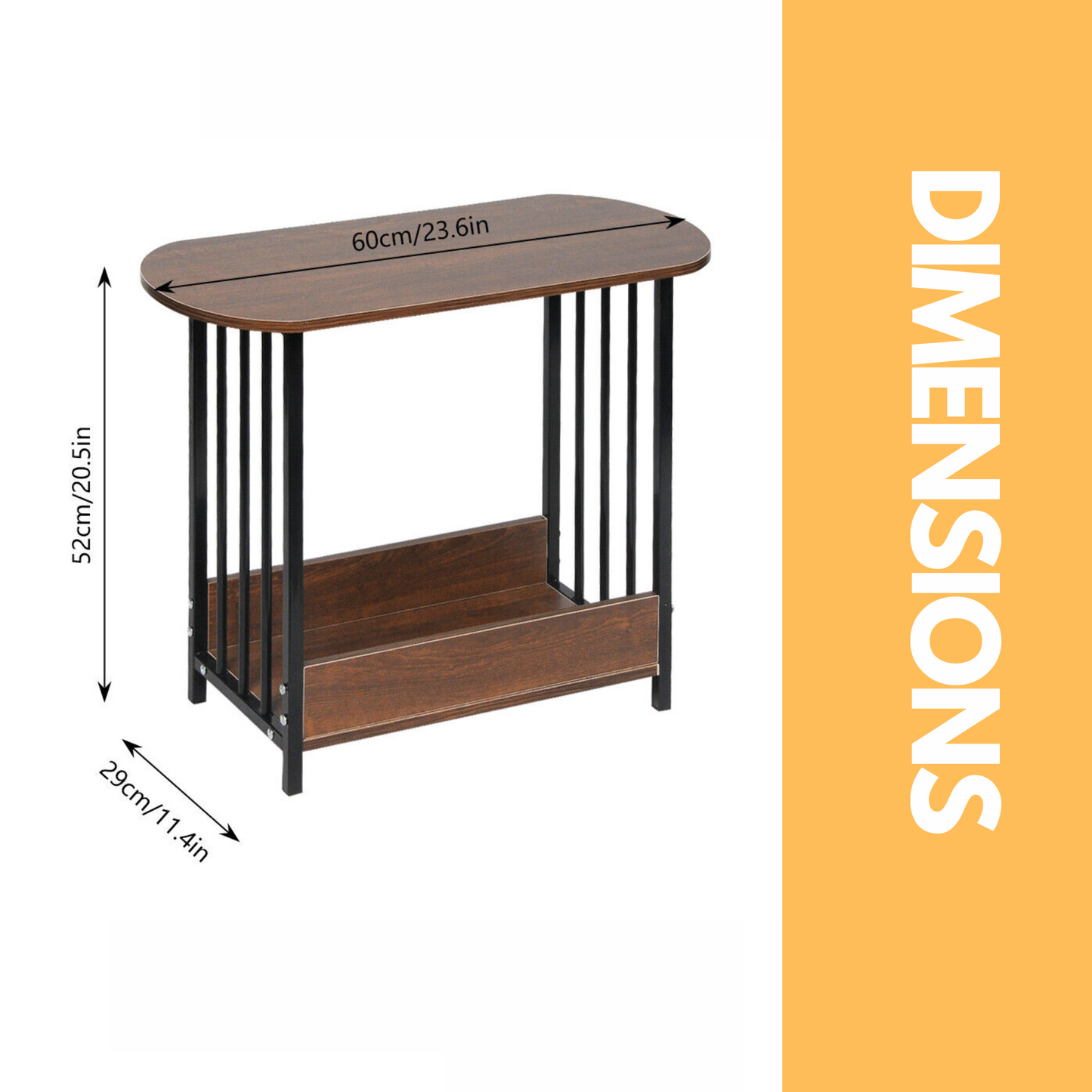 2 tier narrow side table brown