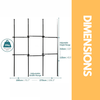 Adjustable Telescopic Heavy Duty Clothes Rail Large