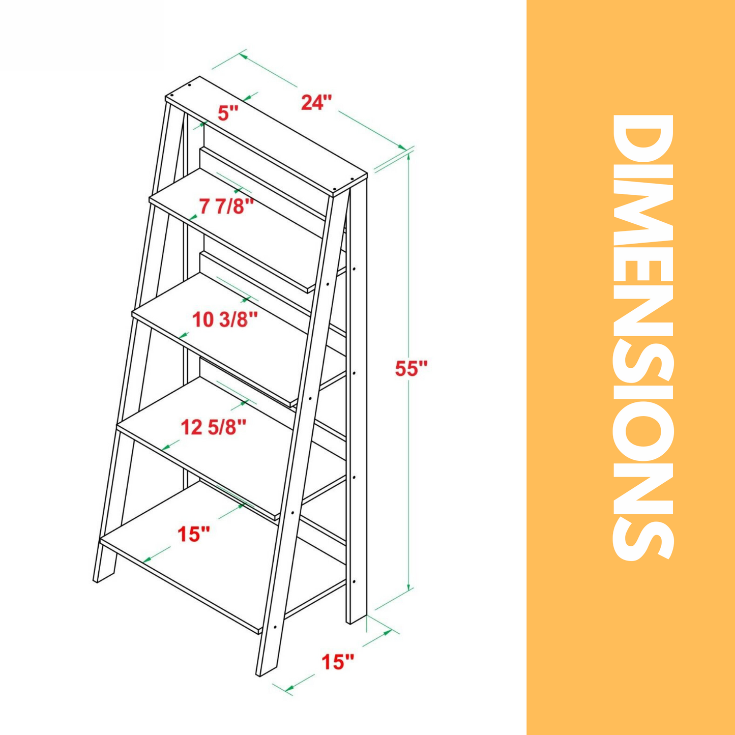 4 tier free standing ladder shelf for living room storage grey