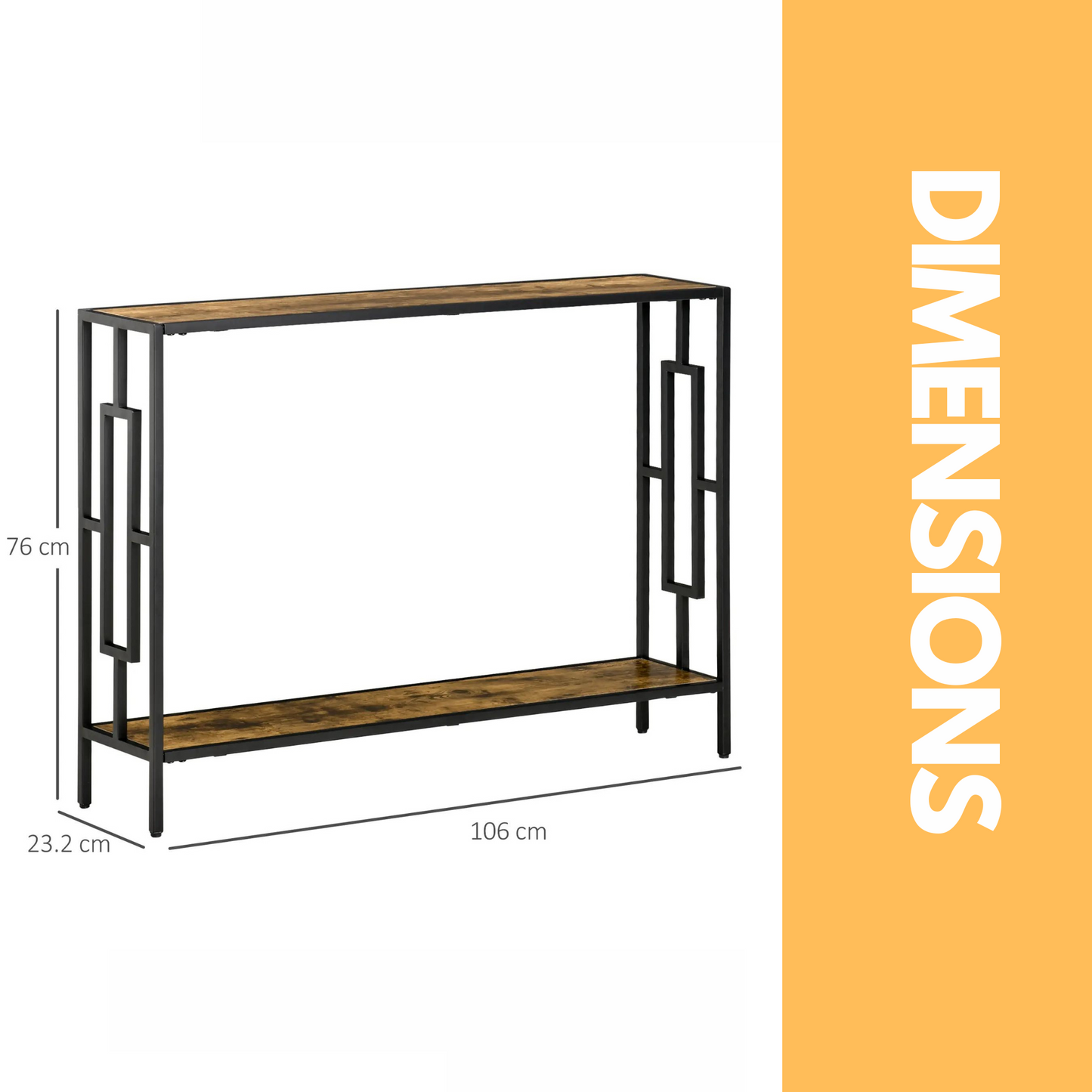 106cm wide narrow console table industrial style