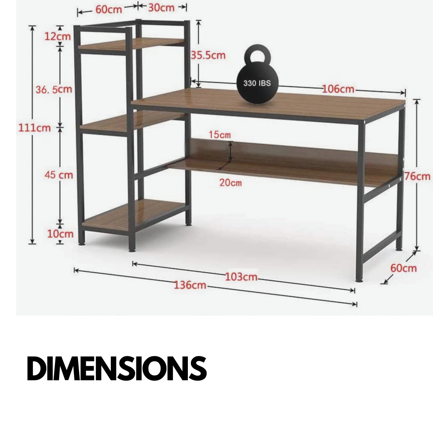 industrial writing desk with steel frame