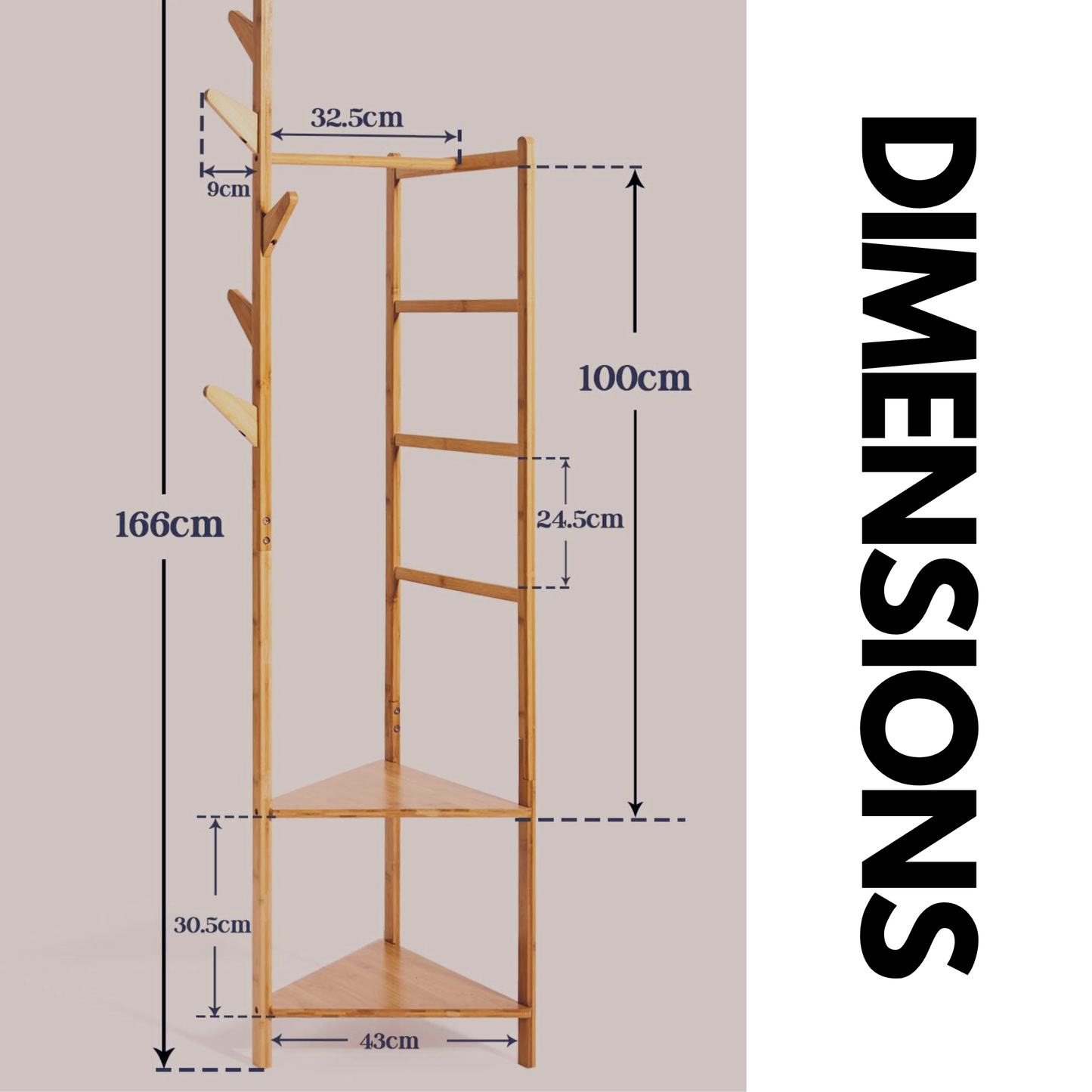 bamboo coat rack stand with 2 shelves