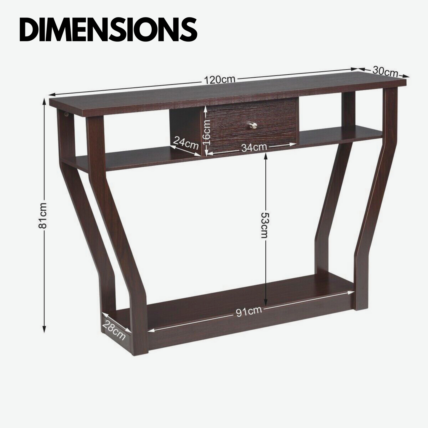 industrial narrow console table with drawer walnut bown