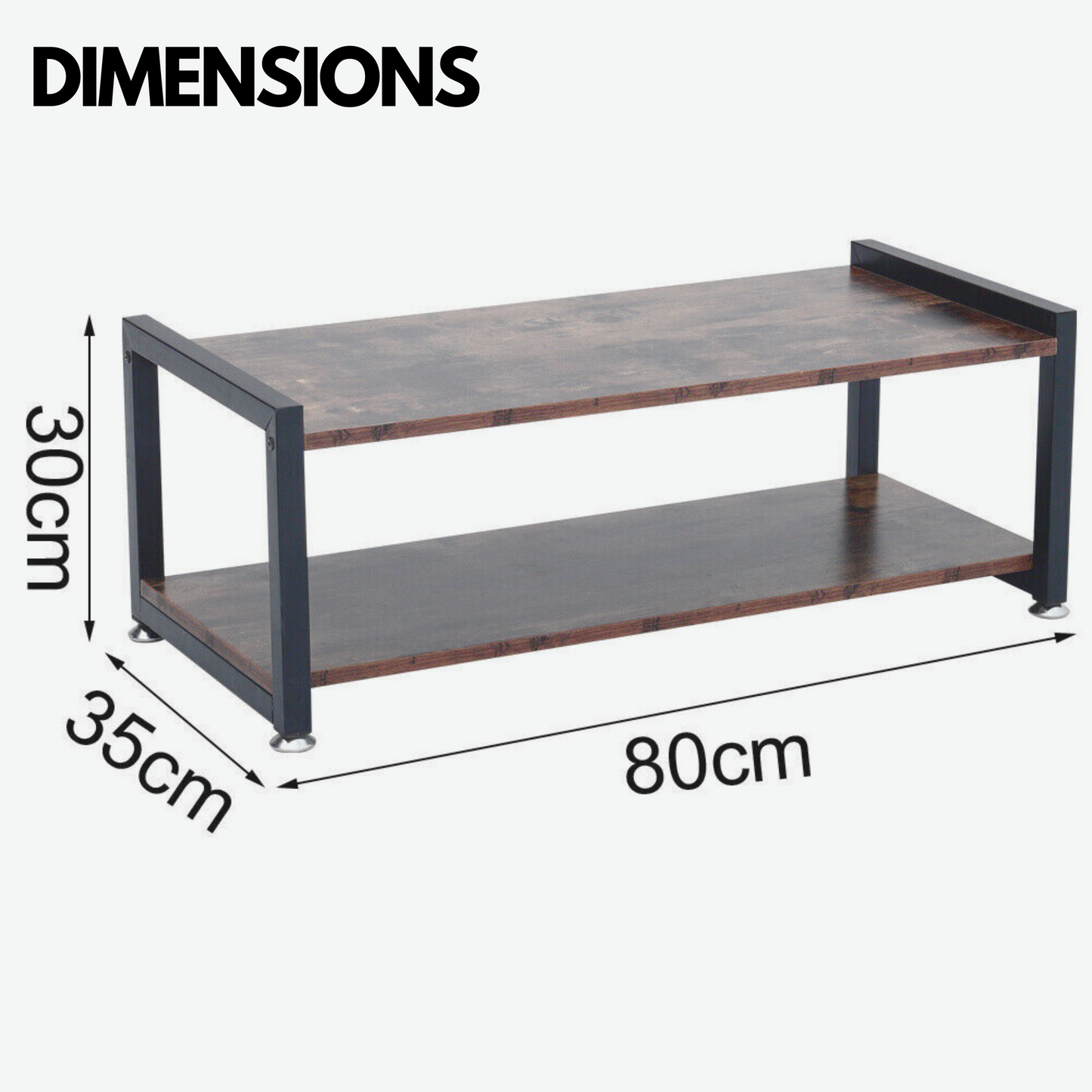 2 tier industrial rustic 80cm shoe bench