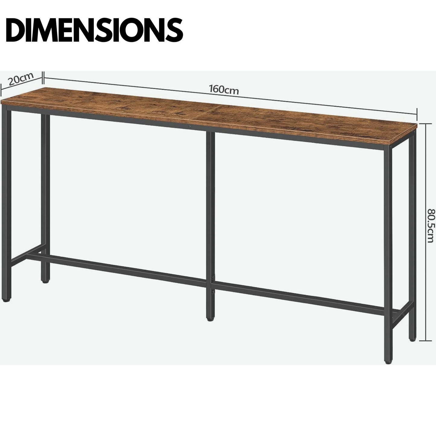 180cm wide narrow & slim console table for hallway