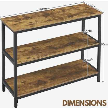 3 Tier Console Table For Hallway Rustic Brown