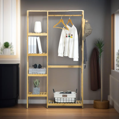 Bamboo 155CM Tall Open Wardrobe With Shelves