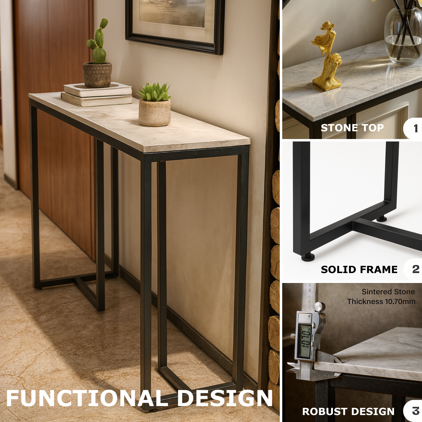 faux marble console table