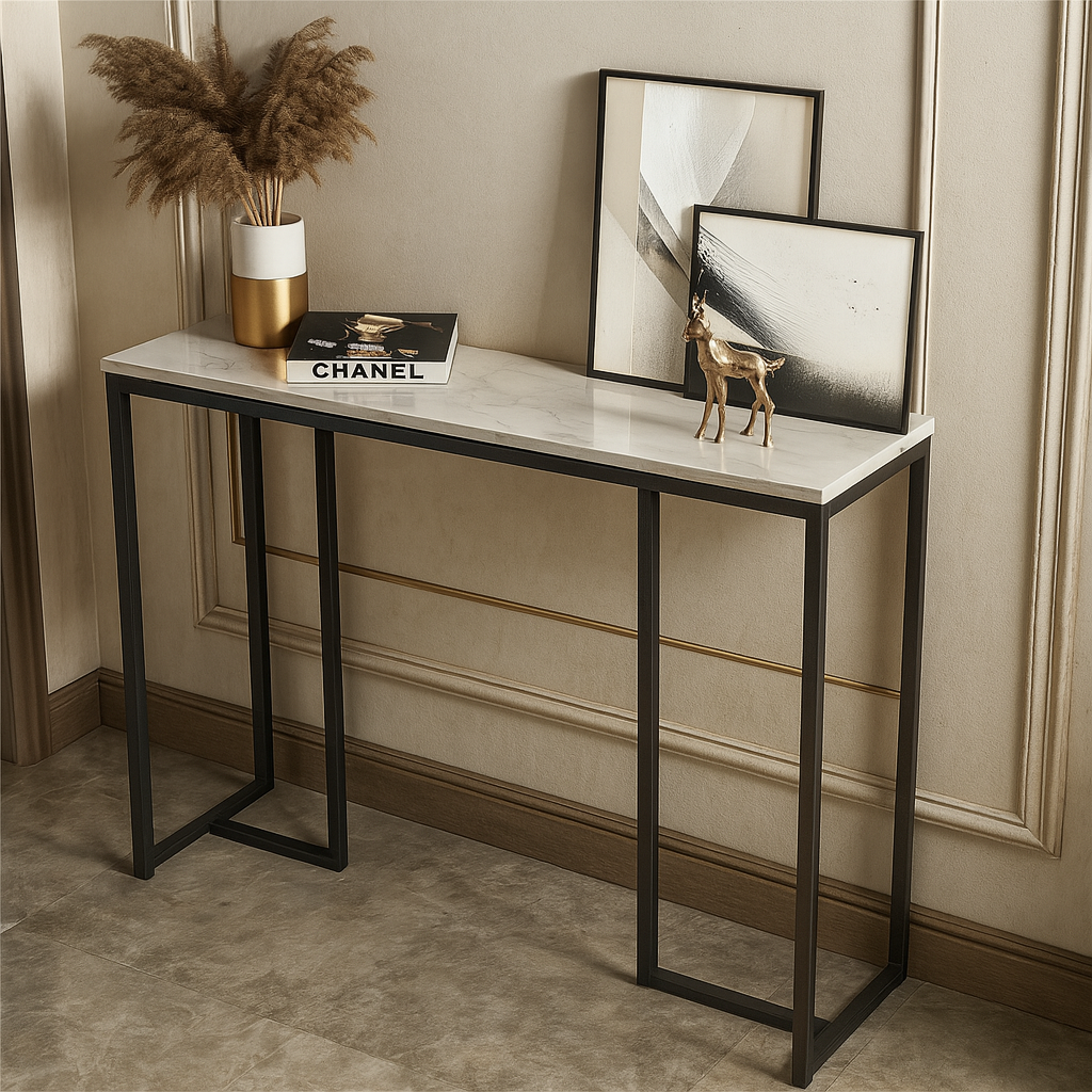 faux marble console table