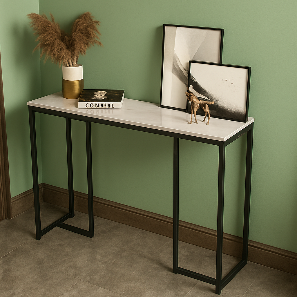 faux marble console table