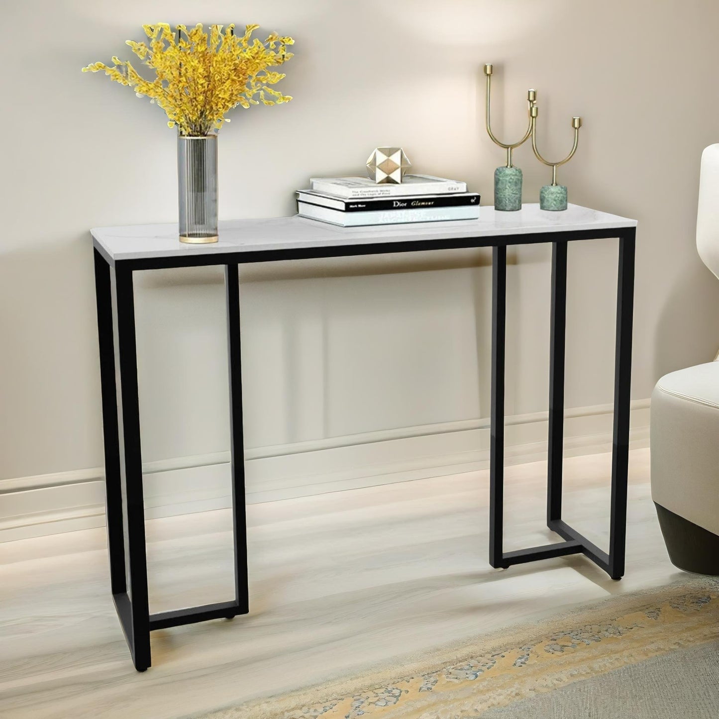 faux marble console table