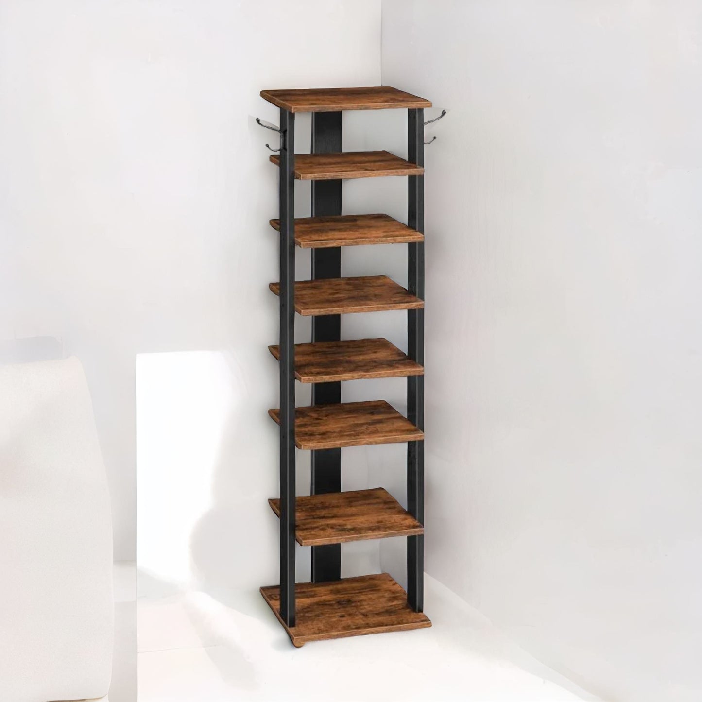 narrow 8-tier vertical shoe rack