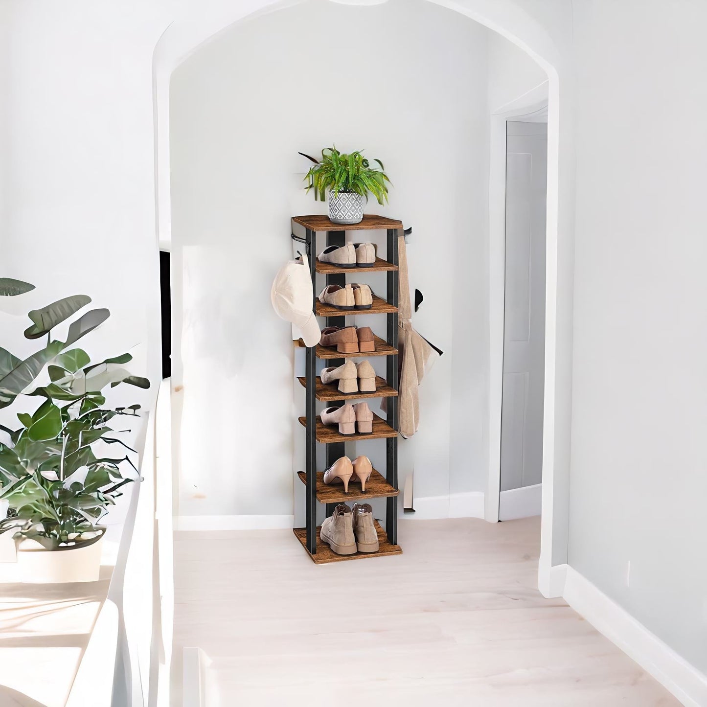 narrow 8-tier vertical shoe rack