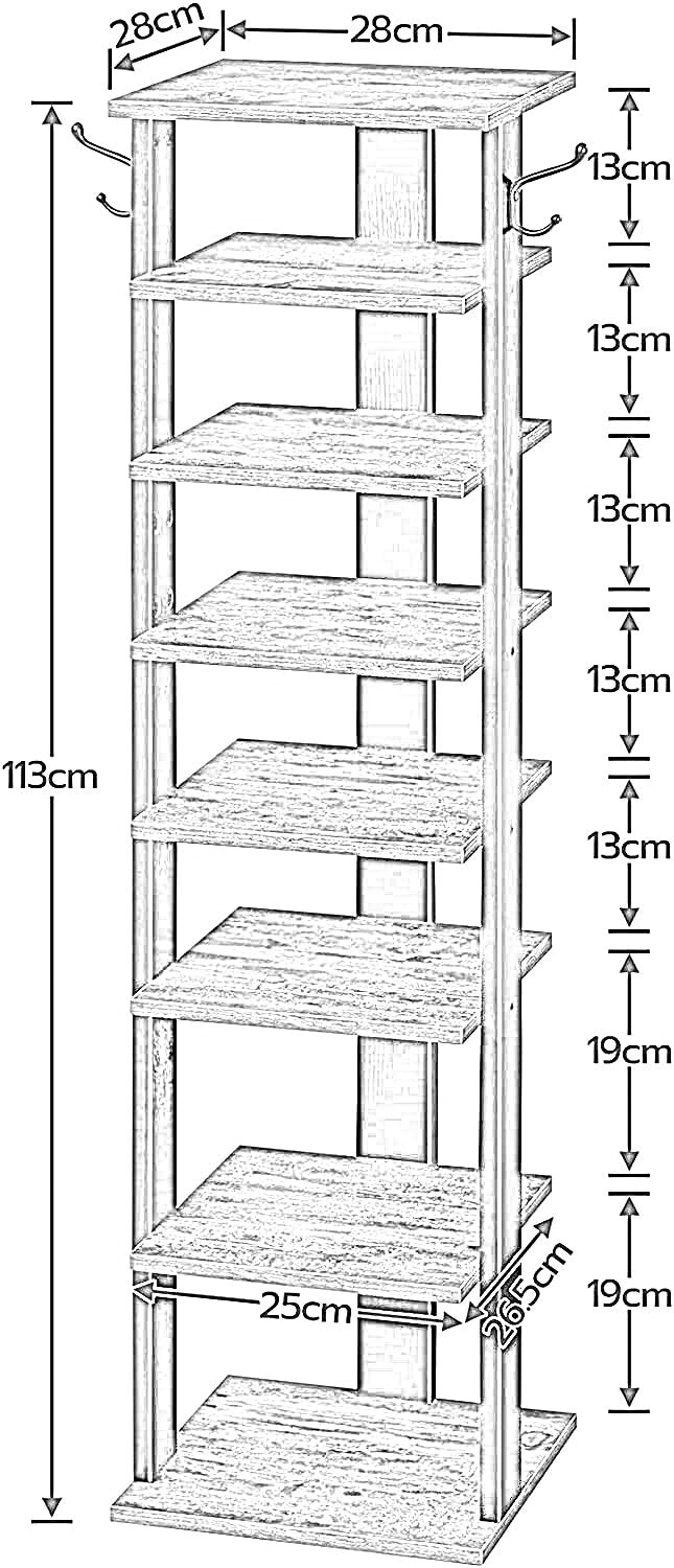 narrow 8-tier vertical shoe rack