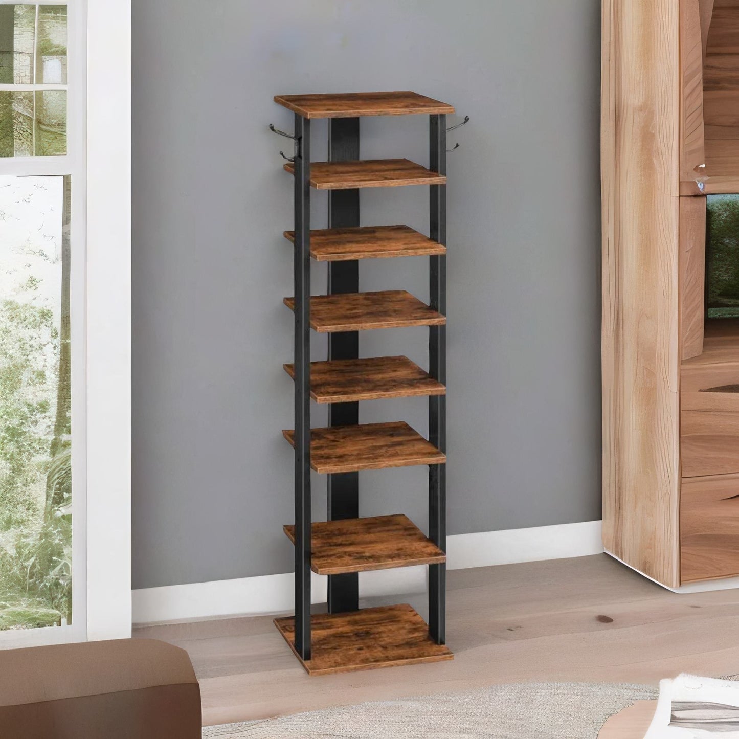 narrow 8-tier vertical shoe rack