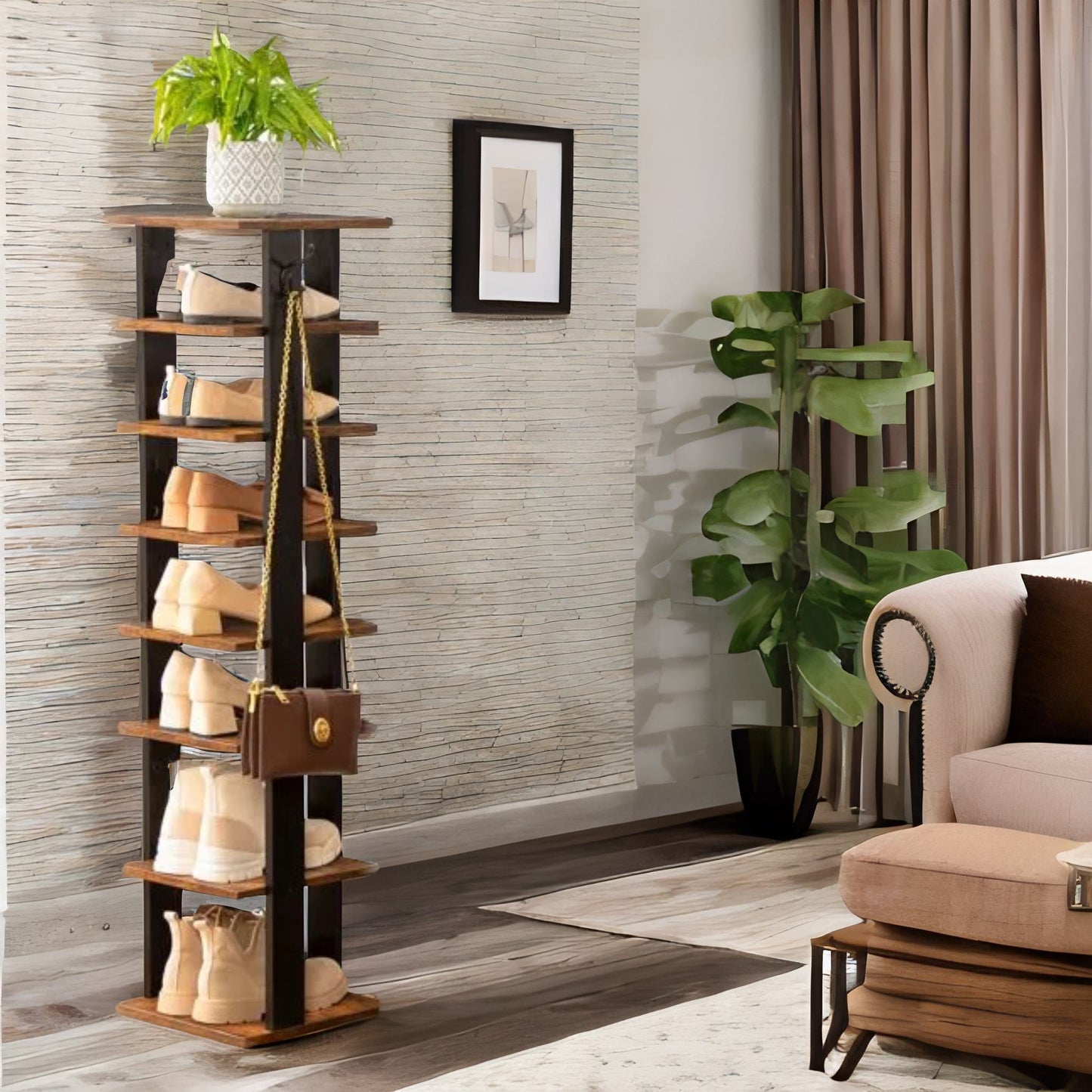 narrow 8-tier vertical shoe rack