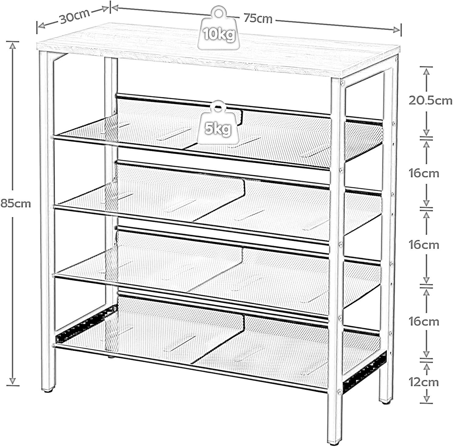 5-tier shoe rack greige