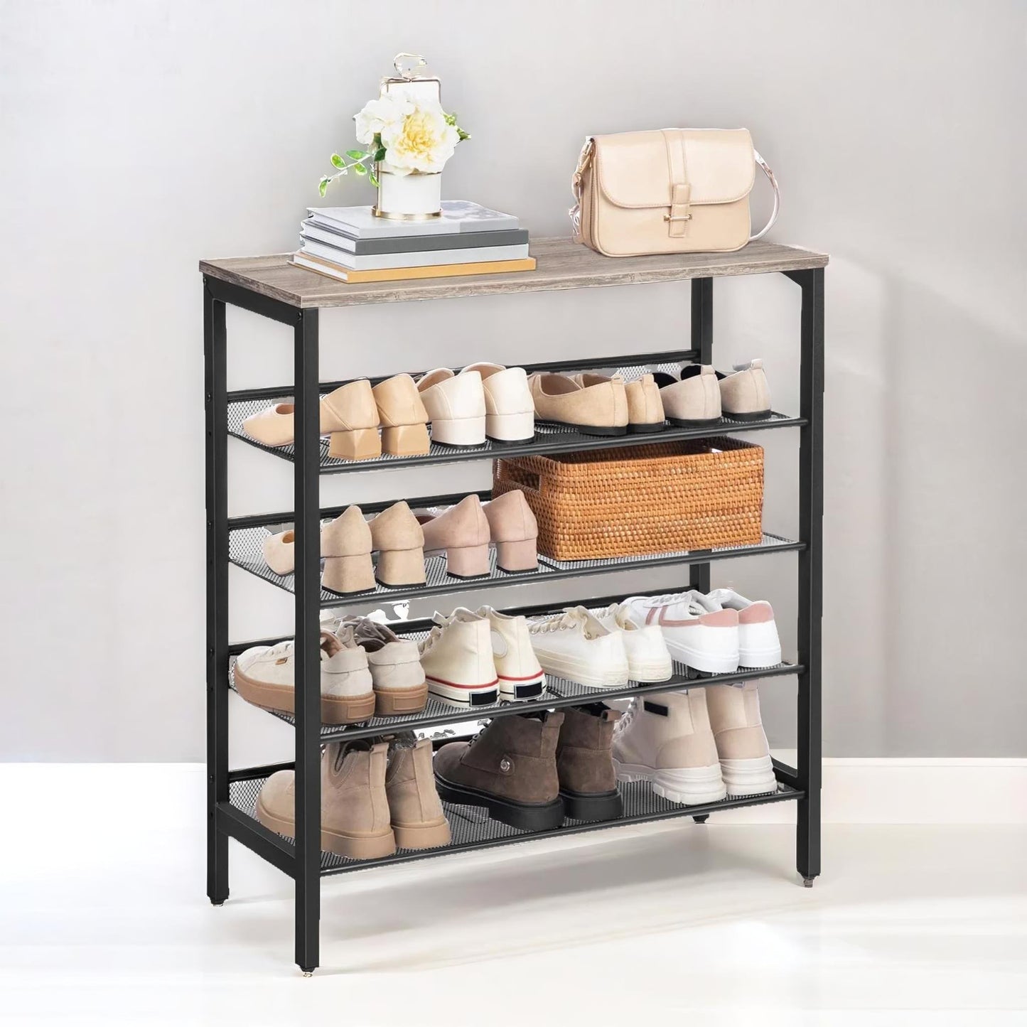 5-tier shoe rack greige