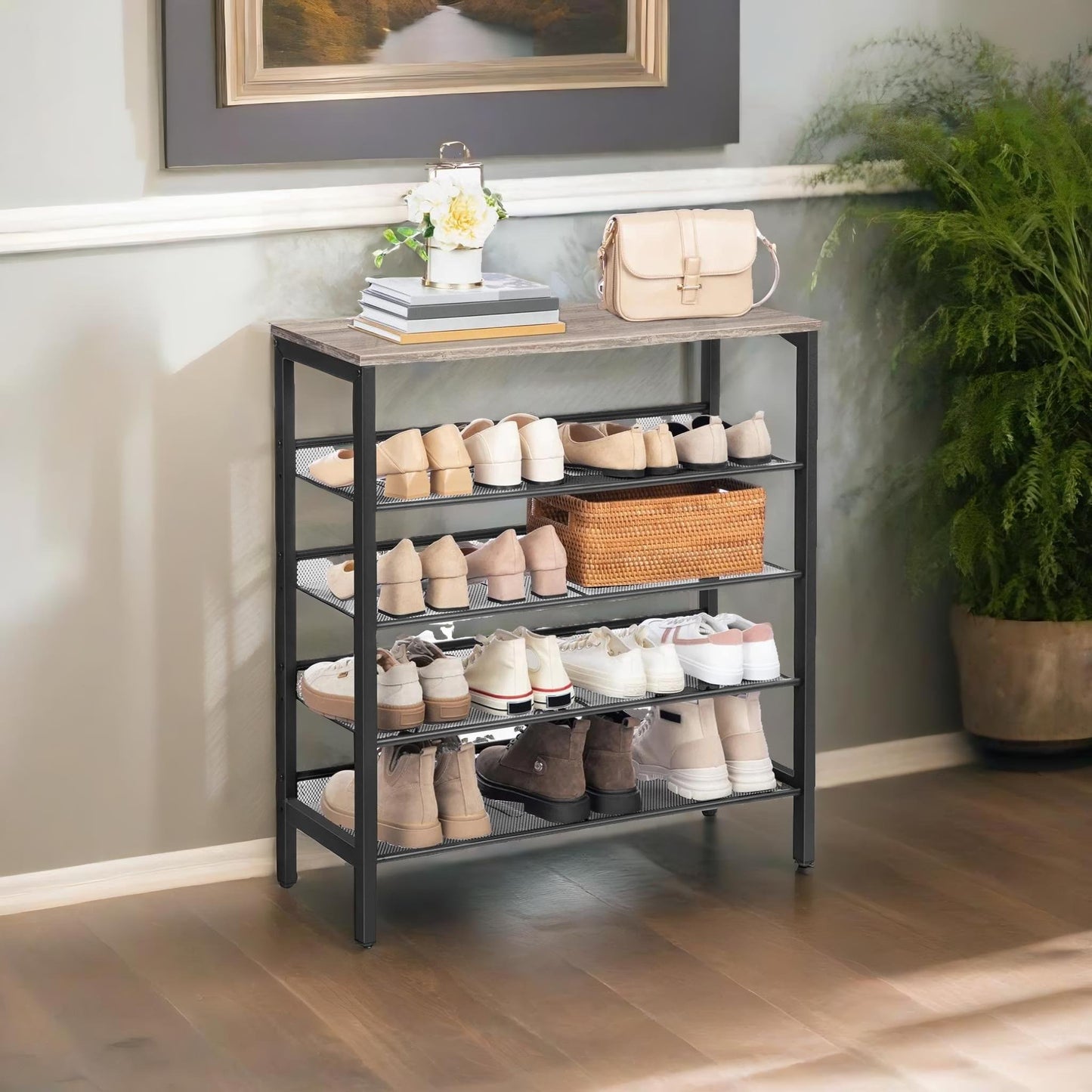 5-tier shoe rack greige