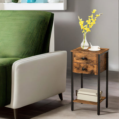 Slim Side Table with 2 Drawers