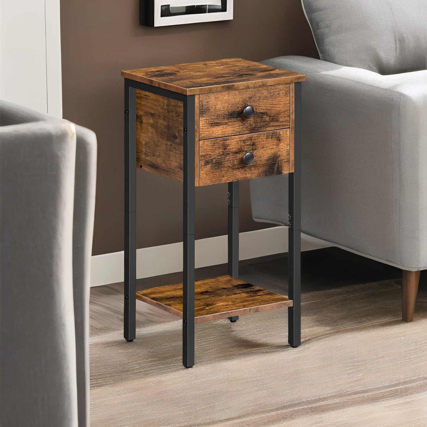 slim side table with 2 drawers