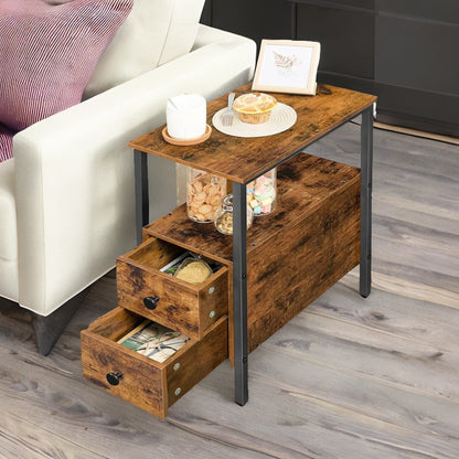 Slim Bedside Table with 2 Drawers