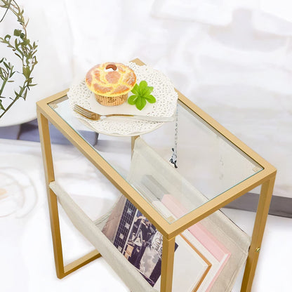 Sofa End Table with Fabric Magazine Holder