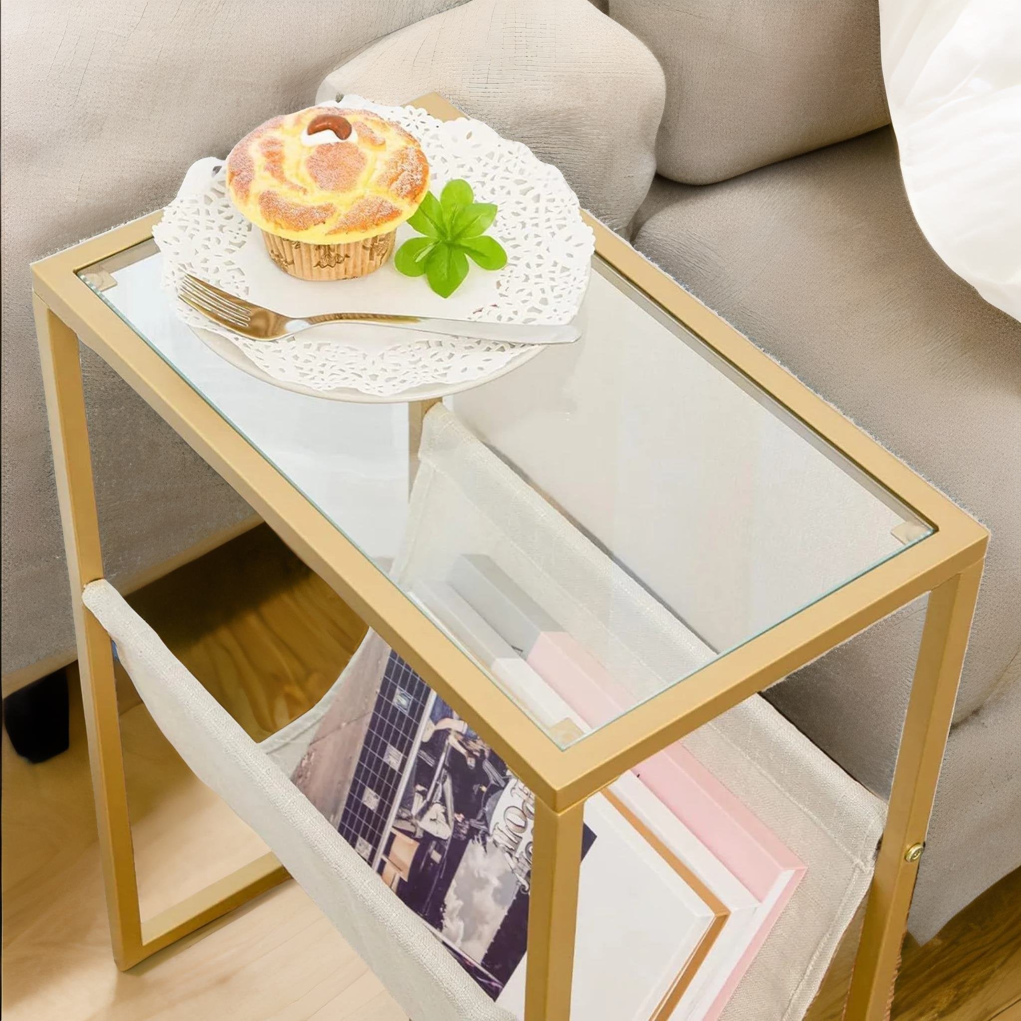 Glass and deals gold end tables