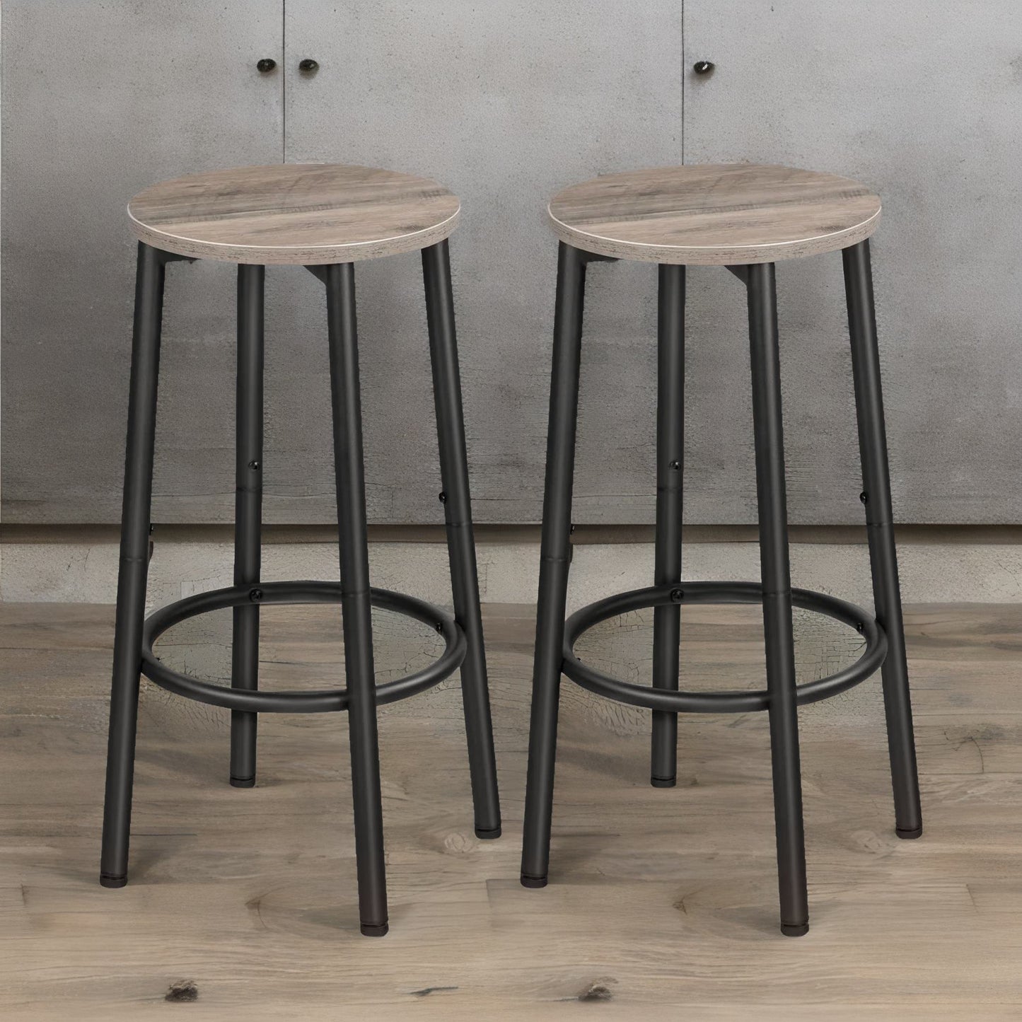 set of 2 bar stools greige