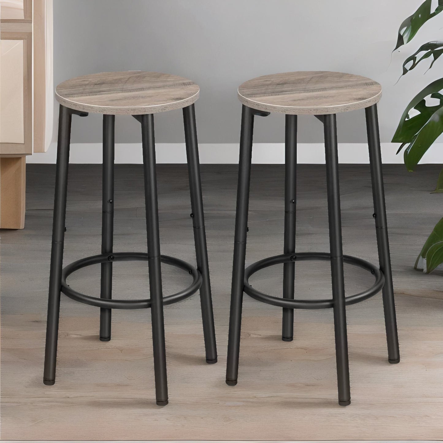 set of 2 bar stools greige