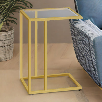 Tempered Glass Gold Side Table