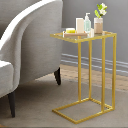 Tempered Glass Gold Side Table