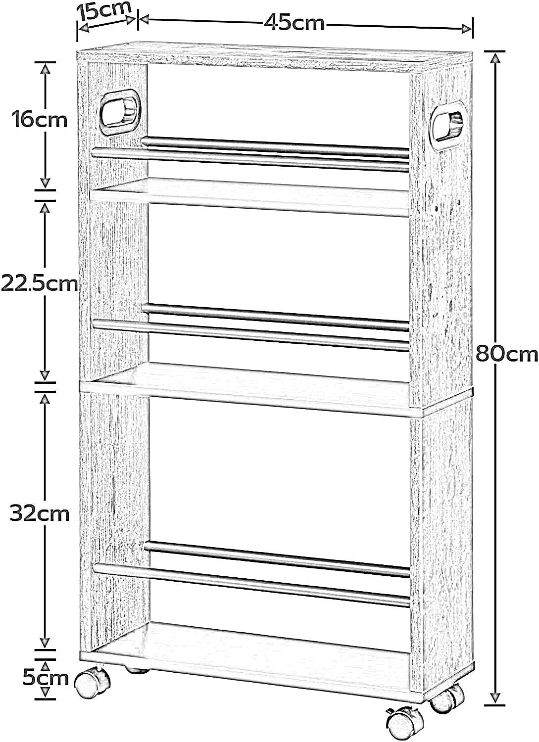 4-tier rolling utility cart with handle