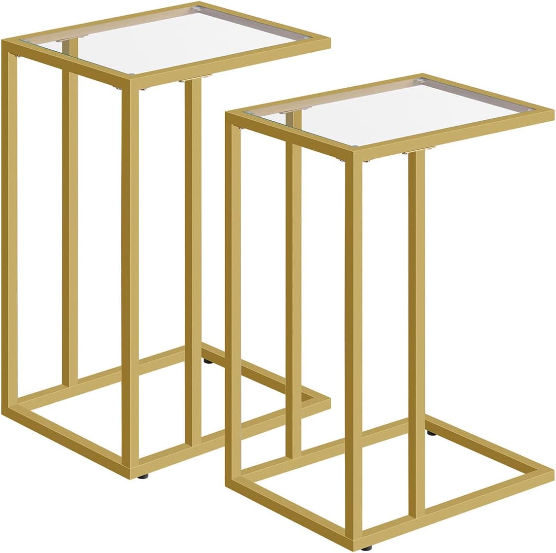 set of 2 tempered glass sofa side table