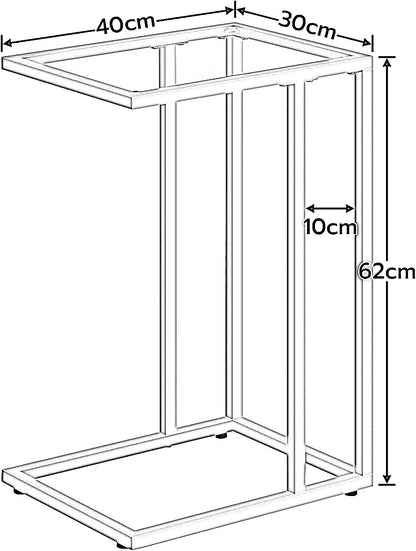 Set of 2 Tempered Glass Sofa Side Table