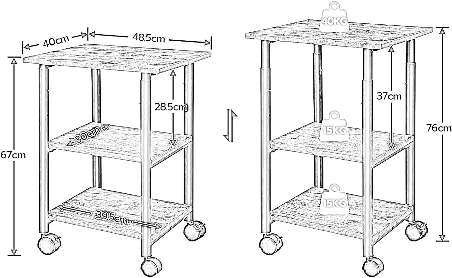 height adjustable printer table