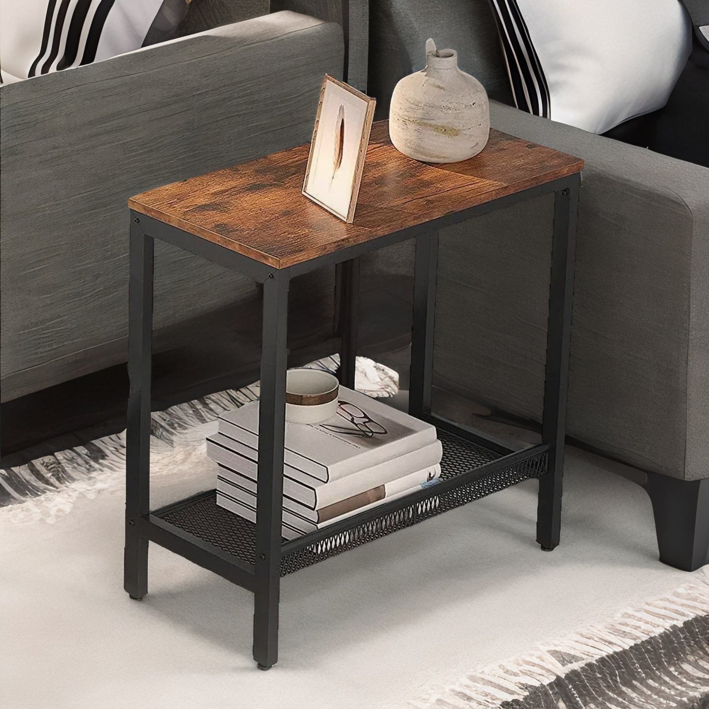 small side table with flat or slant adjustable shelf