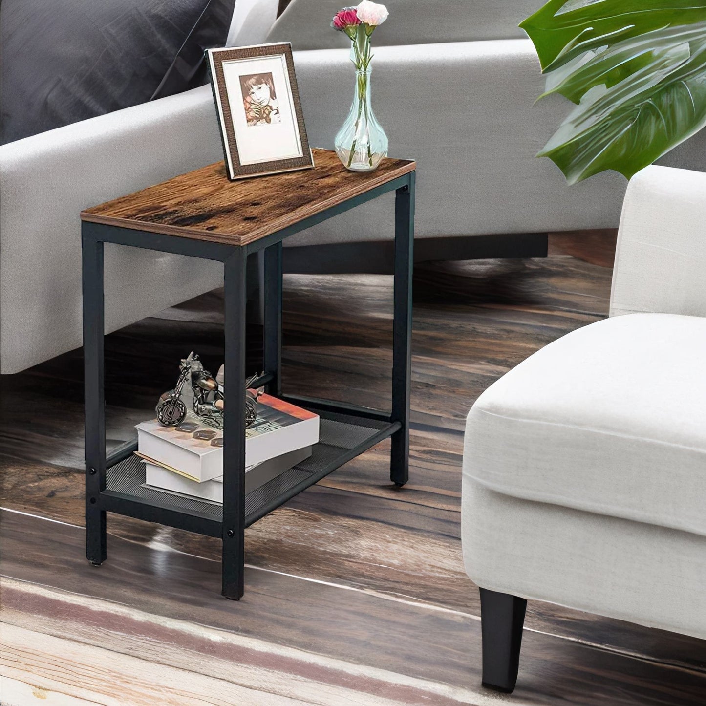 small side table with flat or slant adjustable shelf