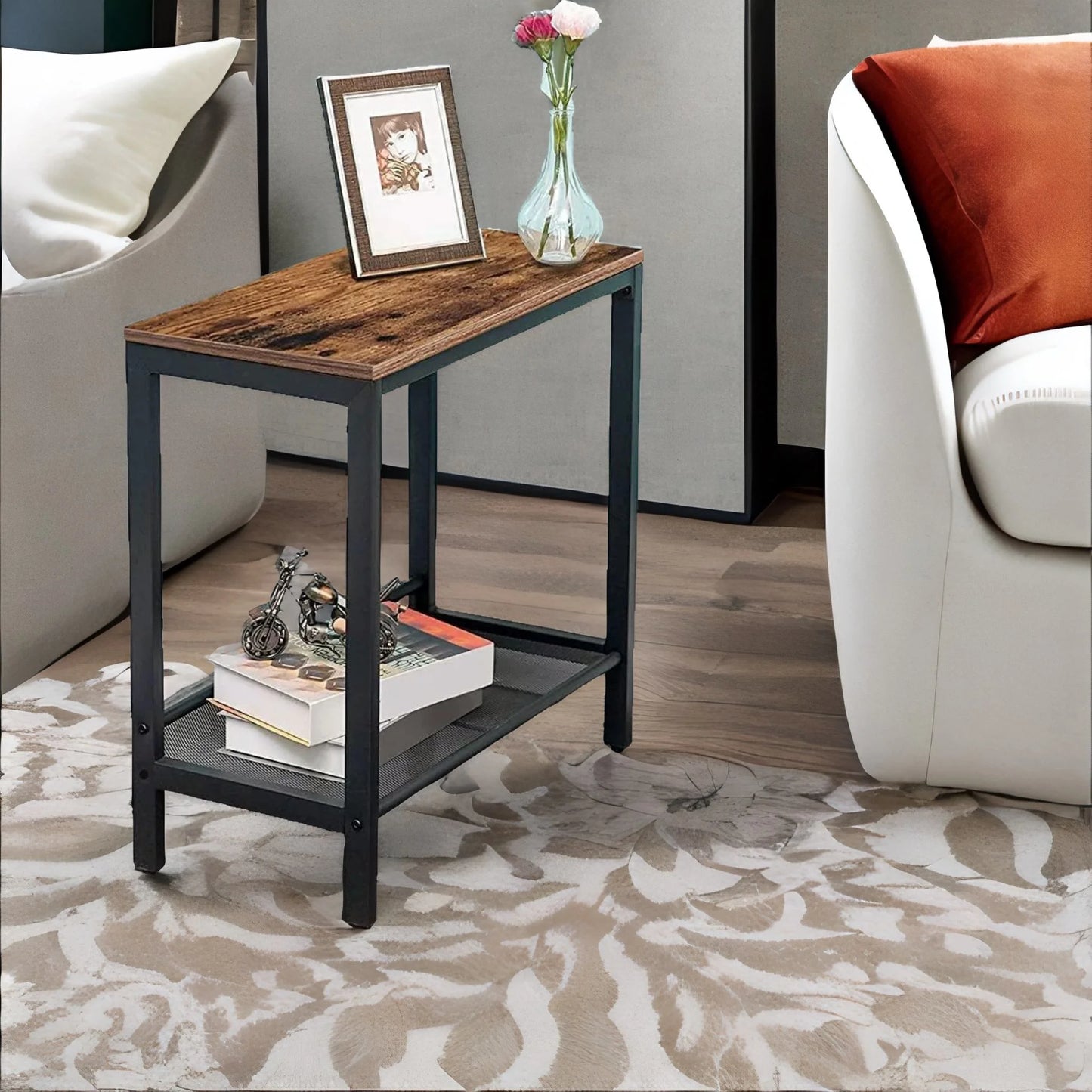 small side table with flat or slant adjustable shelf