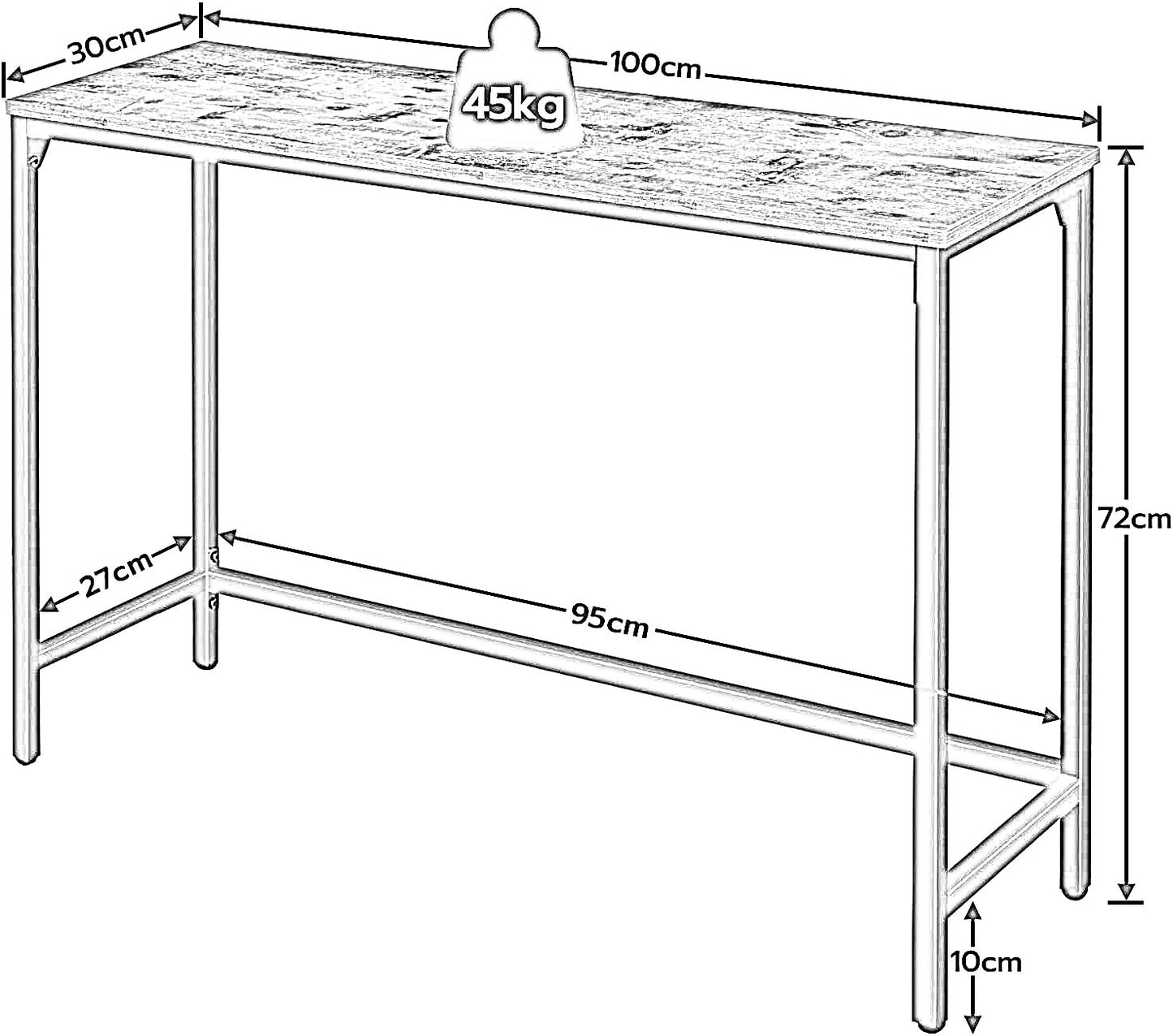 side table with adjustable support bar