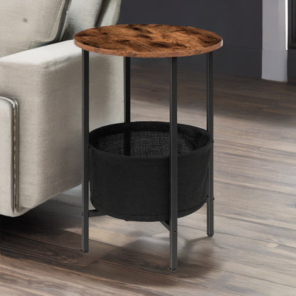 Bedside Lamp Table with Removable and Washable Storage Basket