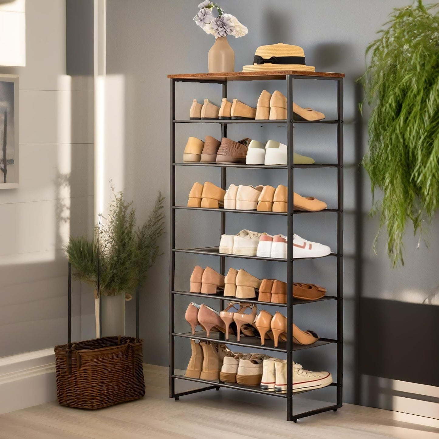 8-tier shoe rack with detachable mesh