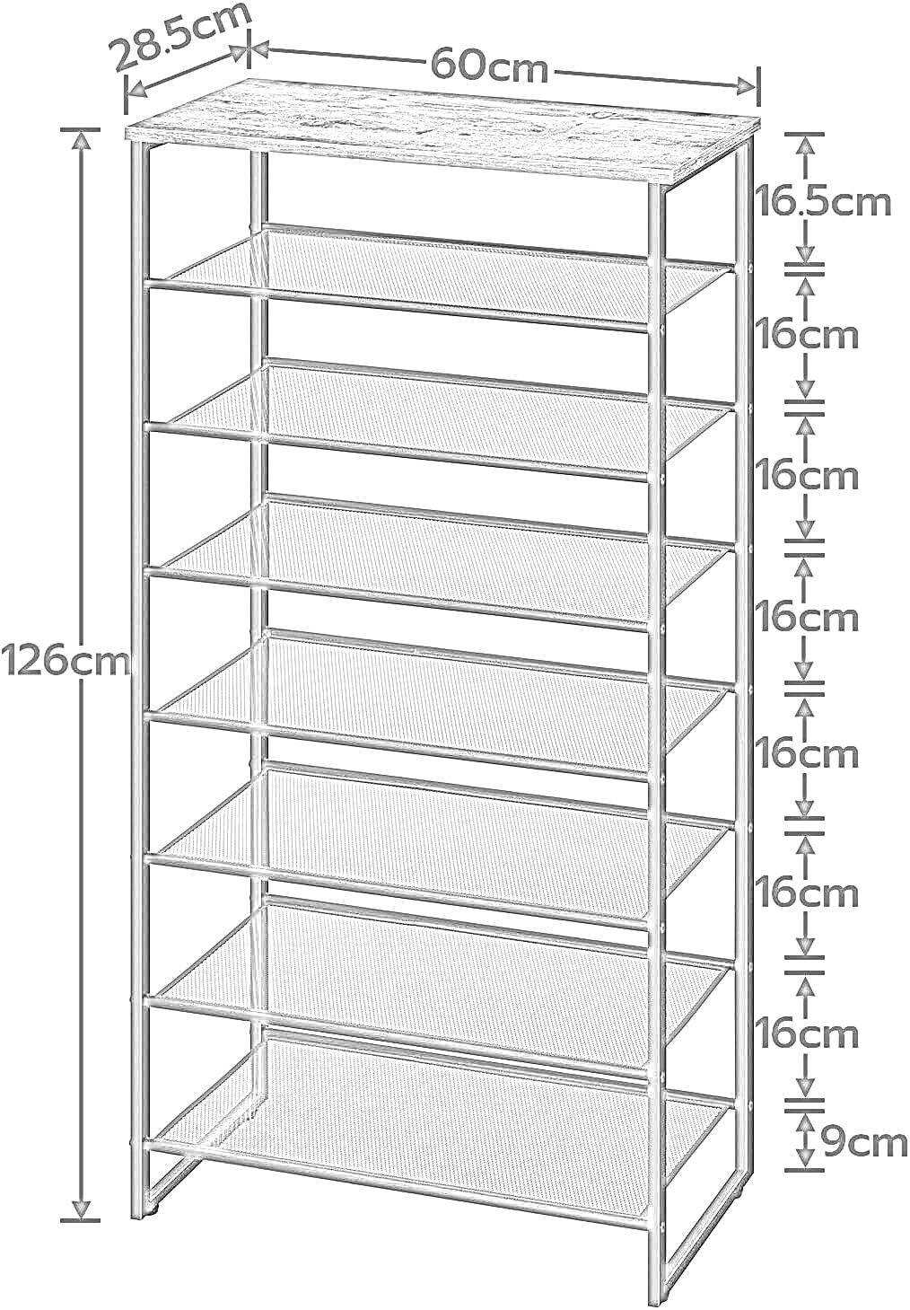 8-tier shoe rack with detachable mesh